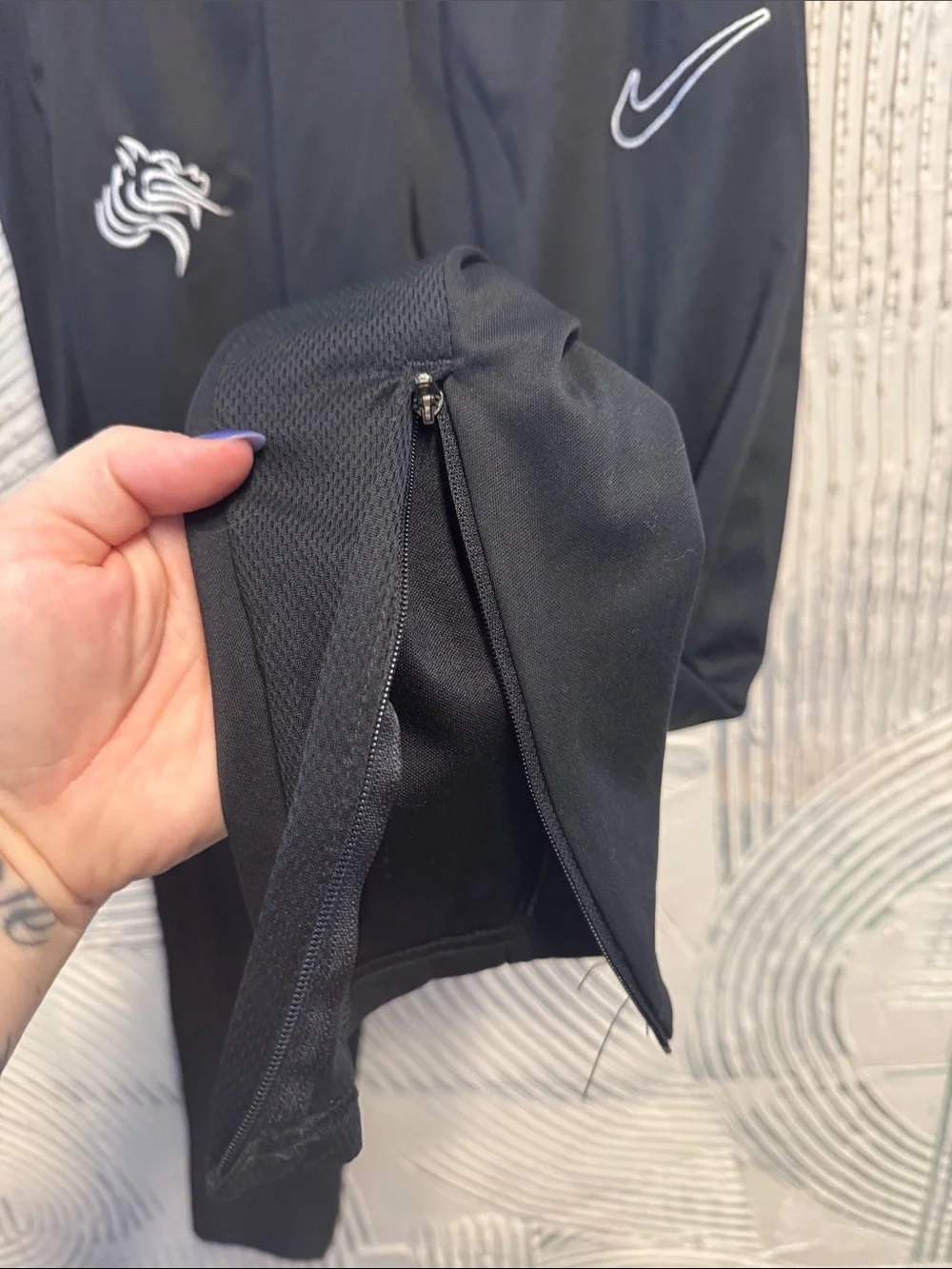 Nike Black Youth Athletic Joggers with White Logos N0417